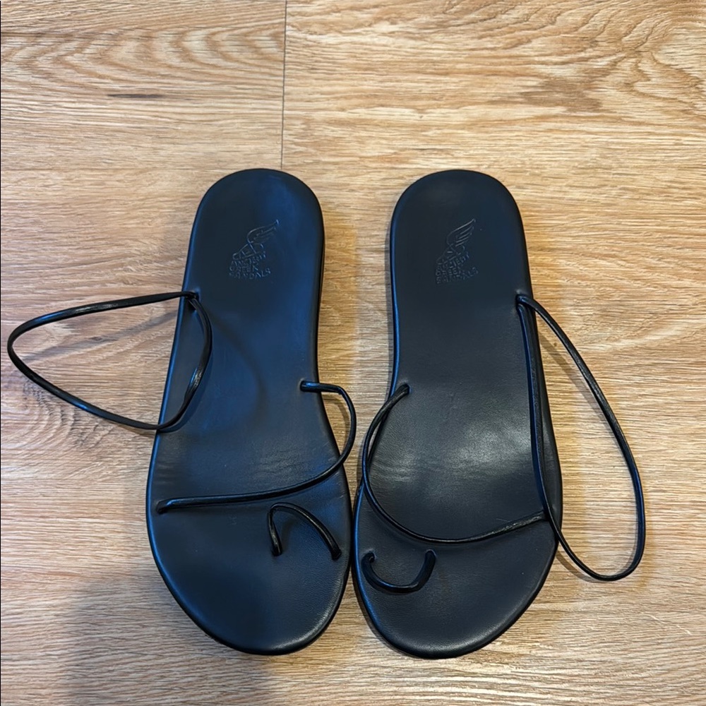 Black Leather Women's Sandals